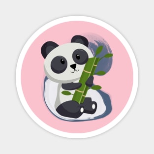 Cute Panda Eat Sweet Bamboo - Adorable Panda - Kawaii Panda Magnet